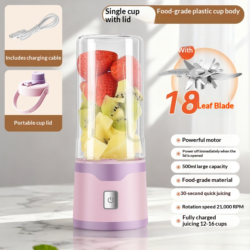 Electric Juicer USB Rechargeable Mixer 500ml Cup - Image 9