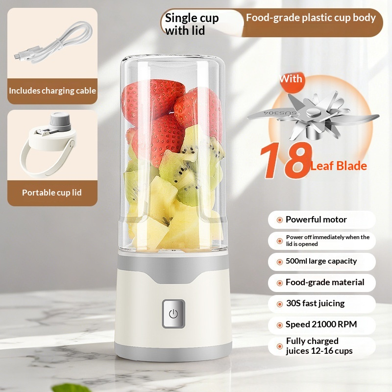 Electric Juicer USB Rechargeable Mixer 500ml Cup - Image 8
