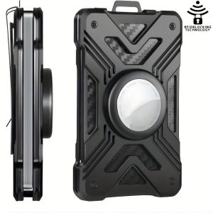 Carbon Fiber Card Holder Wallet with AirTag Pocket