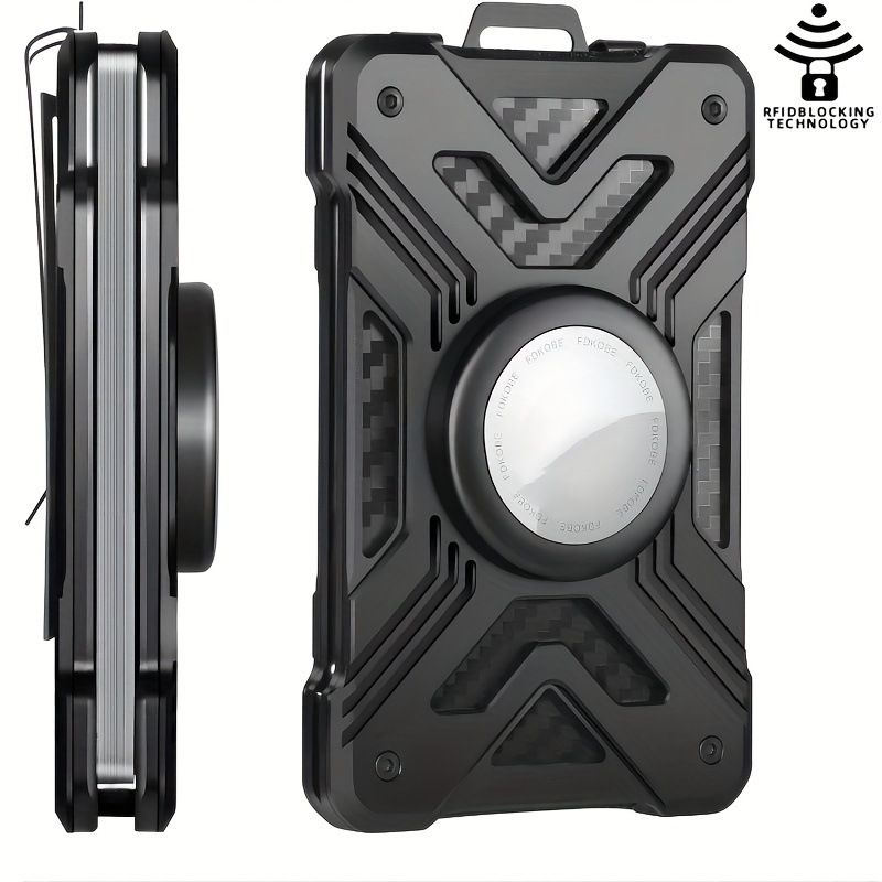 Carbon Fiber Card Holder Wallet with AirTag Pocket