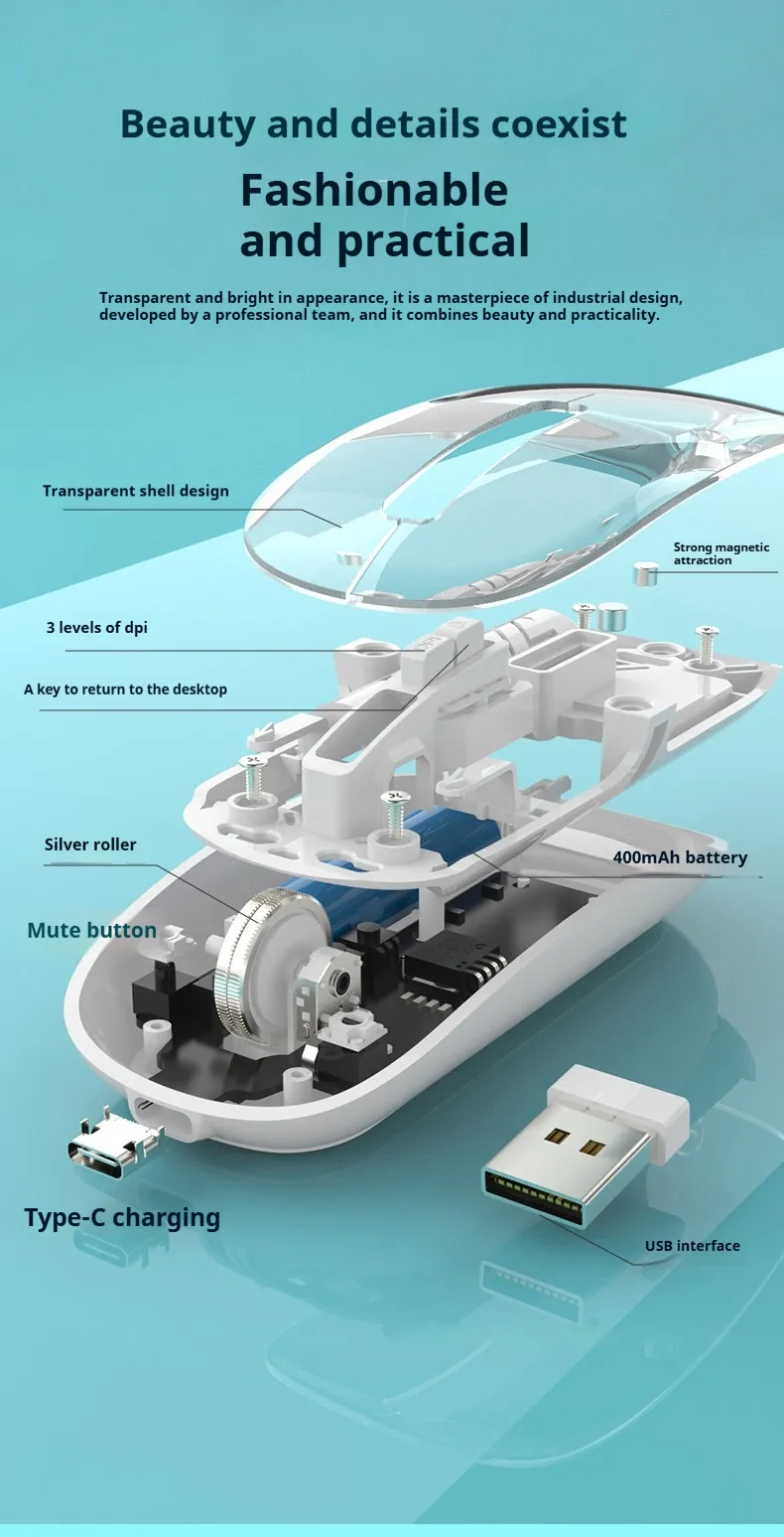 Budget Wireless Transparent Dual-Mode Mouse