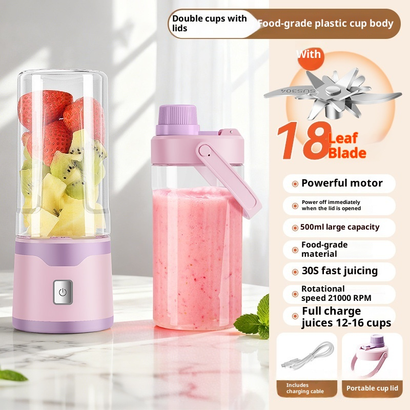 Electric Juicer USB Rechargeable Mixer 500ml Cup - Image 13
