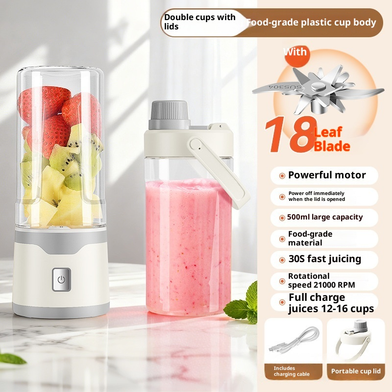 Electric Juicer USB Rechargeable Mixer 500ml Cup - Image 12