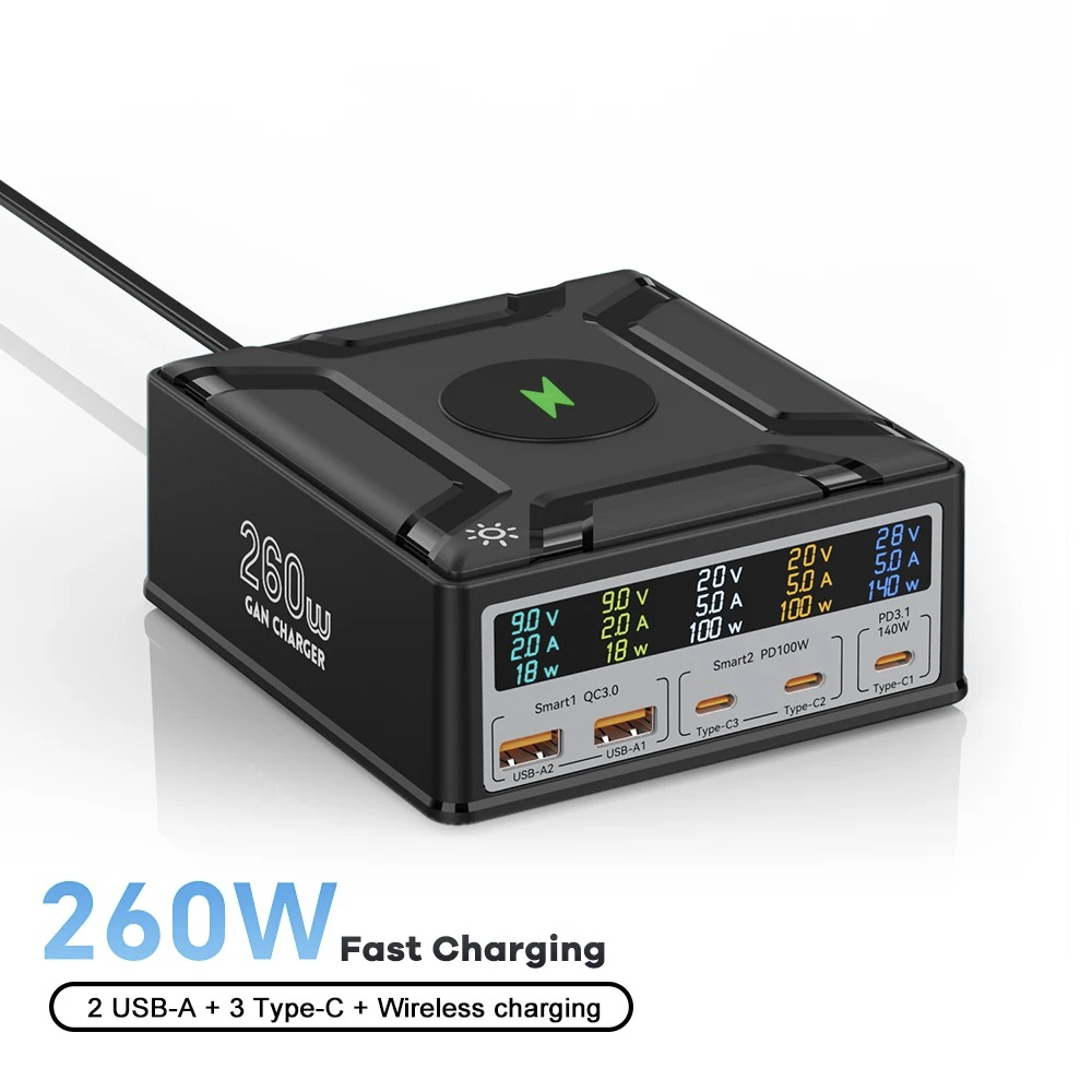 260W GaN Multi‑Port Desktop Charger