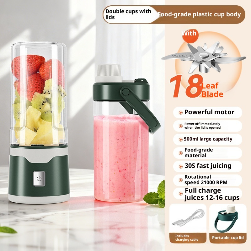 Electric Juicer USB Rechargeable Mixer 500ml Cup - Image 11