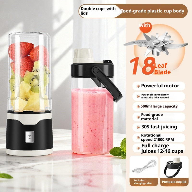 Electric Juicer USB Rechargeable Mixer 500ml Cup - Image 10